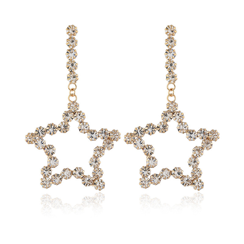 Wholesale fashion women drop pentagram rhinestone beauty crystal earring Wholesale fashion women drop pentagram rhinestone beauty crystal earring