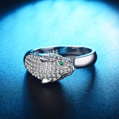Fashion Personalized Available Micro Pave Full Cubic Zirconia Leopard Head Ring
