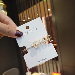 Custom fancy hair clip baby kids girls metal pearl letter hair clips for women