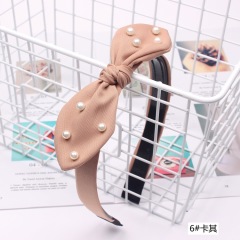 Korean fashion cute handmade teenager girls rabbit ear pearl bow headbands