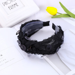 Wholesale custom fashionable round hollow star solid color fabric hairband for women