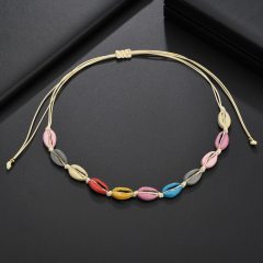 Customized wholesale zircon jewelry colorful sea shell women necklace sets and bracelet