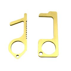Wholesale hygiene hand contactless edc stylus brass no contact door opener keychain