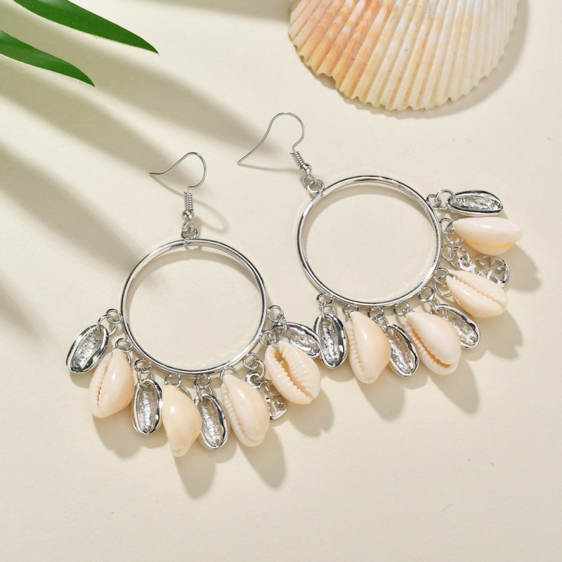 2019 Latest fashion jewelry for women gold silver string sea shell earrings