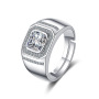 18K White Gold Plated Square Micro-Inlay Crystal Zircon Party Men Ring
