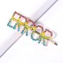 wholesale fashion wedding bridal colorful crystal letter hair pins for women