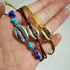 Handmade Women Accessories Beaded Strand Natural Seashell Hand Knit Shells Friendship Bracelet