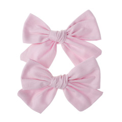 Amazon top selling pure color grid fabric bowknot kids hair clips for girls
