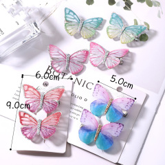 Factory direct sales cute colorful baby girl metal butterfly hair clip for kid