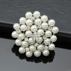 2020 fashion crystal girls alloy flower rhinestone pearl brooches for women