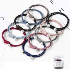 Popular  pure color school hair ties elastic hair bands packaging hair ties with box