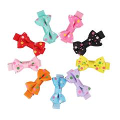 Colorful Hot baby girls personalized fabric flowers dot ribbon bow hair pin