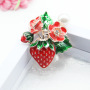 New Fashion Jewelry Designer Painted Enamel Strawberry Brooches for Women