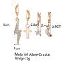 European and American 4pcs/set Lightning Cross Star Moon Gold-color Crystal Earrings