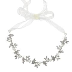 amazon ins fancy custom handmade Crystal rhinestone Bridal wedding head band headband for wedding with pearl