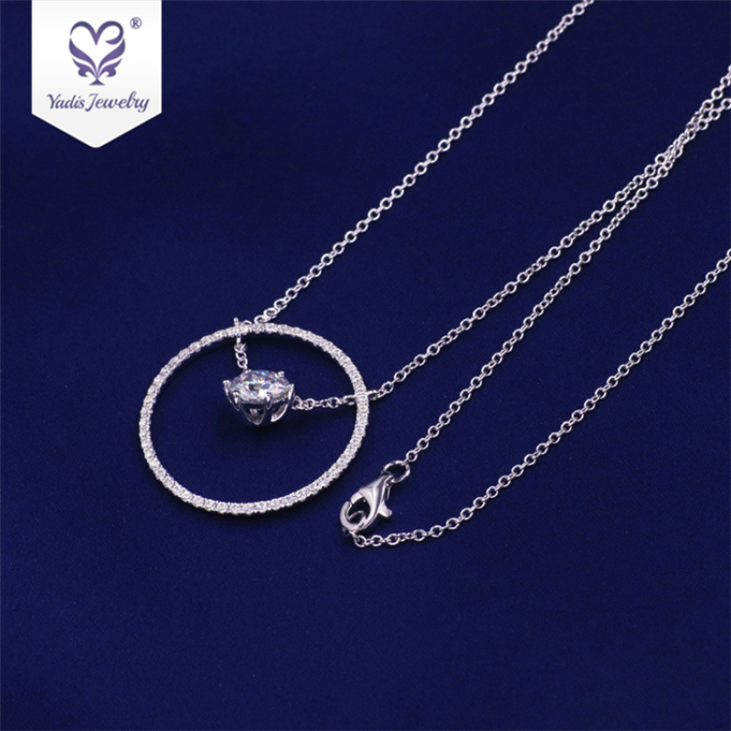 jewelry rose gold 18k plated Hoop Moissanite diamond pendant necklace