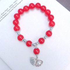 Fashion jewelry alloy shell pearl zircon copper crystal elastic bracelet