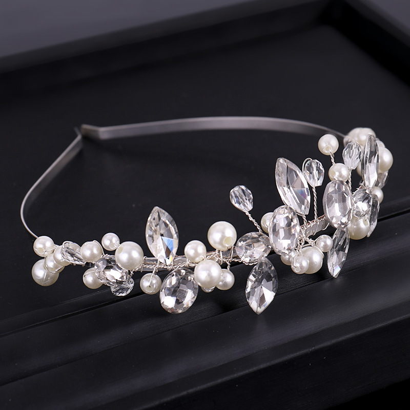 women girl korea fashion hair band crystal wedding bridal pearl headband wedding