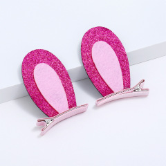 Cute Children 3D Cat Ears Shape Glitter Felt Metal Hair Clip Hairpin