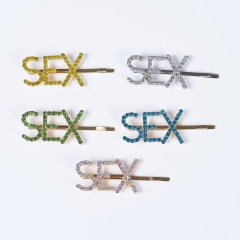Hot sell hair grip flash drill adult simple letter hairpin clip making accessories Hot sell hair grip flash drill adult simple letter hairpin clip making accessories
