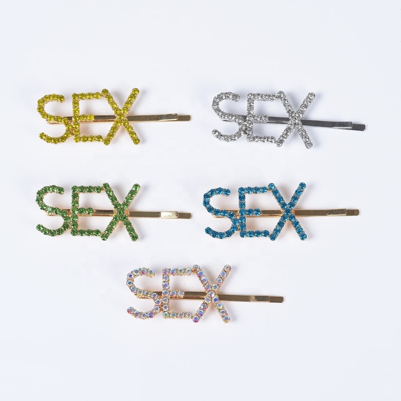 Hot sell hair grip flash drill adult simple letter hairpin clip making accessories Hot sell hair grip flash drill adult simple letter hairpin clip making accessories