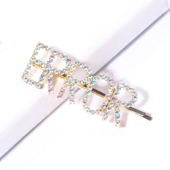 wholesale fashion wedding bridal colorful crystal letter hair pins for women