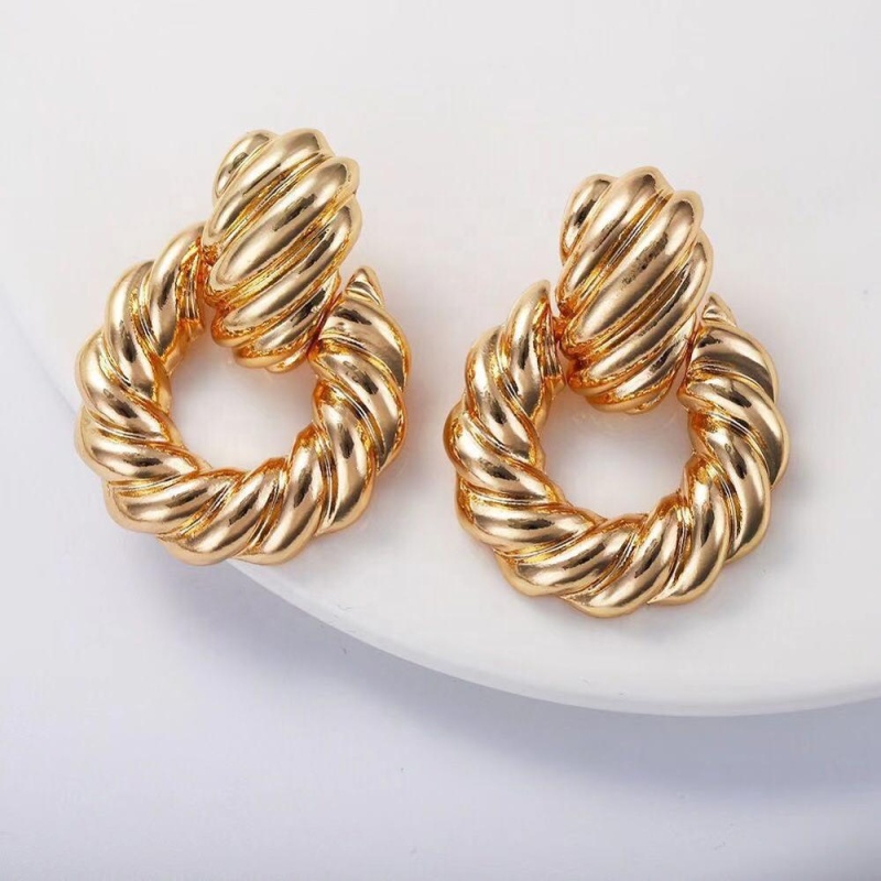 New style stainless indian 18K gold plated charm hoop stud earrings for women