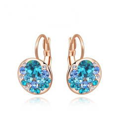 Fashion trendy hot sale amazon women blue Crystal Rhinestone alloy crystal hoop earrings
