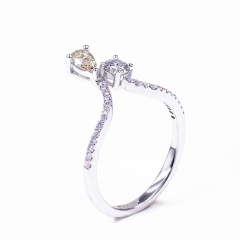 Ladies jewelry irregular 925 sterling silver gold plated yellow moissanite ring