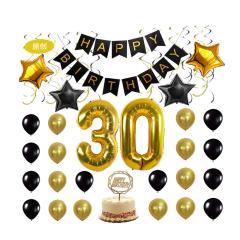 Black gold balloons helium foil banner 30th birthday party decorations