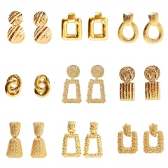 Amazon stylish  popular metal alloy indian gold plated retro earrings for female