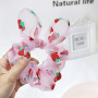 Summer hot sale strawberry pattern yarn elastic rabbit ear hair scrunchies for girls  hair accessories
