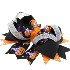 2019 Orange Halloween baby hair clips with bow knot for children hair accessories