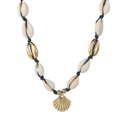 Fashion gold natural paua shell pendant choker cowrie tahitian shell necklace for women