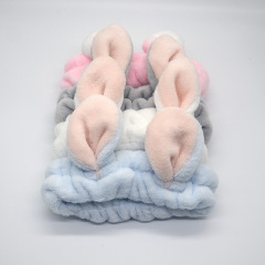 Women hair accessories cute coral fleece rabbit ear wash headbands