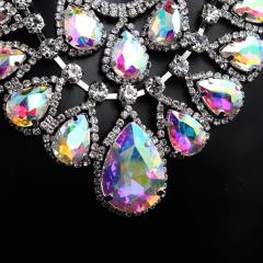 Luxury Colorful Crystal Beads Row Wide Fashion Accessories Statement Women Wedding Bride Accessory Pendant Necklace