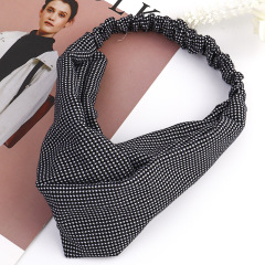 Wholesale Accessories Elastic Boho Grid Cloth Fabric Front Knot Headbands