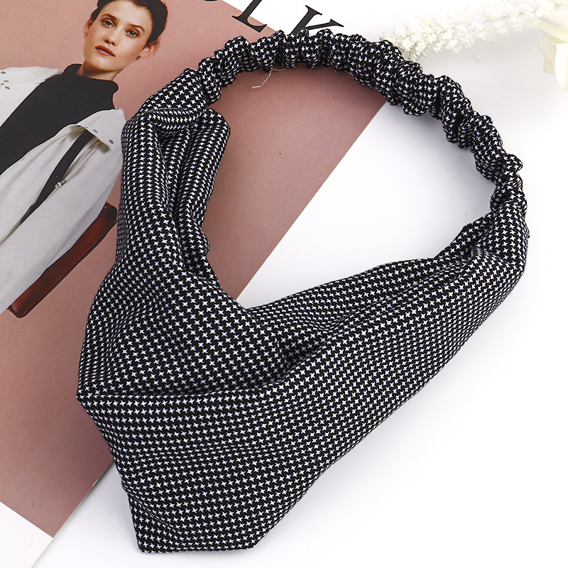 Wholesale Accessories Elastic Boho Grid Cloth Fabric Front Knot Headbands Wholesale Accessories Elastic Boho Grid Cloth Fabric Front Knot Headbands