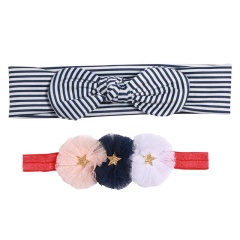 Amazon popular bow flower headwear set clear shower elastic hair bands for baby