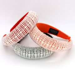 Wholesale vintage women Wedding Party Gift wide baroque pearl hairbands