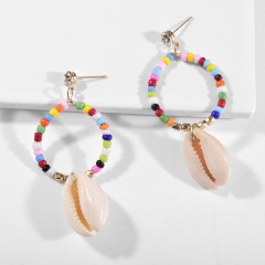 wholesale colorful fashion alloy beads nature shell stud earrings women