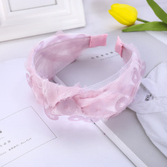 Wholesale custom fashionable round hollow star solid color fabric hairband for women