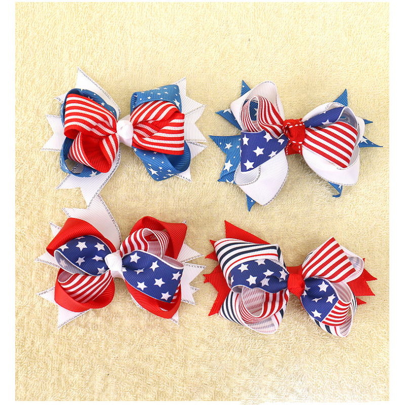 wholesale  American National Flag Children's Bow Hair Clip Hairpin hair accessories
