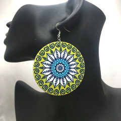2020 new arrive custom big bohemia round african afro wooden earring for women