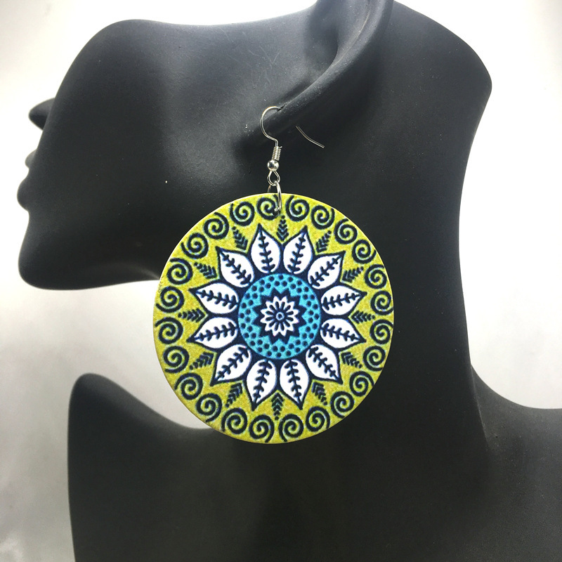 2020 new arrive custom big bohemia round african afro wooden earring for women 2020 new arrive custom big bohemia round african afro wooden earring for women