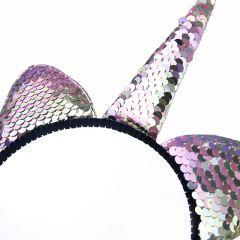 Colorful hair accessories glitter bling sequin cat ear unicorn headband