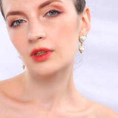 Korean 2019 dangling jewelry silver gold women love heart-shaped earrings