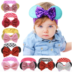 2020 Top selling colorful custom cottonwave point bow knot hair band girls hair accessories