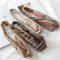 vintage coffee Brown striped Bunny Ears Bowknot Hair Accessories hairband