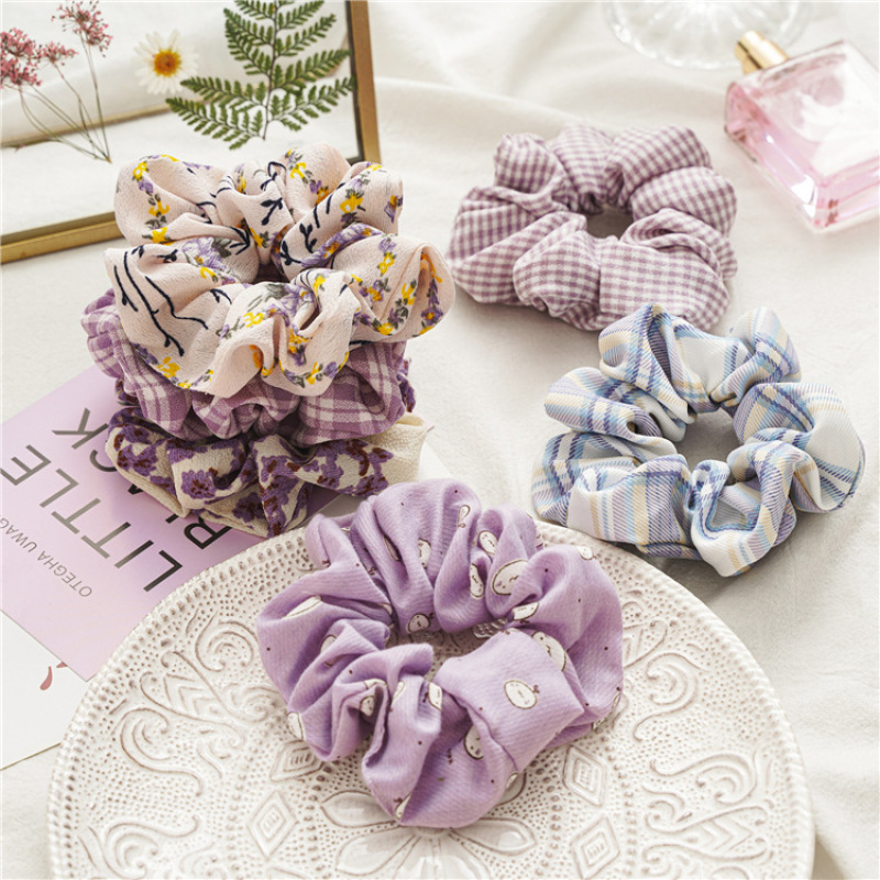 Simple design custom korean ponytail holder elastic chiffon hair scrunchies for girls Simple design custom korean ponytail holder elastic chiffon hair scrunchies for girls